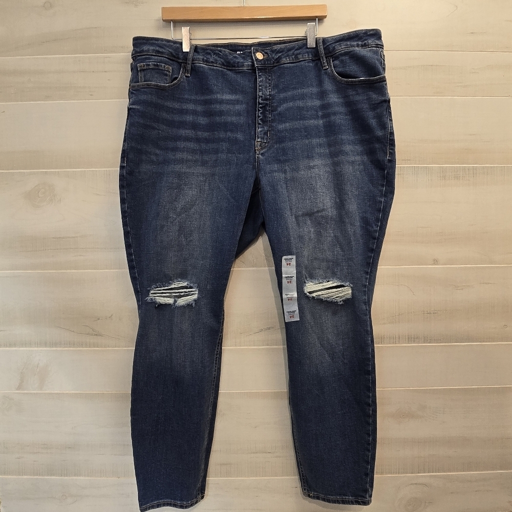 {24} NWT Old Navy Rockstar Super Skinny Mid Rise Distressed Jeans Plus Size